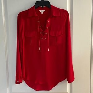 Candie's Vibrant Red Lace-Up Blouse